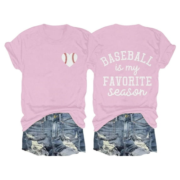 Tittly T Shirts for Women Graphic Tees Women's Baseball Is My Favorite Season Baseball T Shirt Top Tshirts Shirts Tops for Women Trendy Pink 3XL