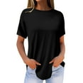 thumbnail image 1 of Tittly T Shirts for Women Graphic Tees Women's Pure Color Fashionable Casual Round Neck Short Sleeve Top Tshirts Shirts Womens Tops Black L, 1 of 5