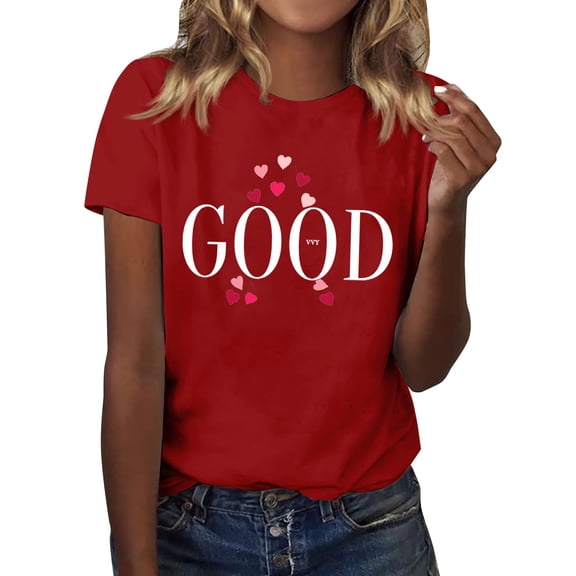 Tittly T Shirts for Women Spring Tops for Women Womens Graphic T Shirt Vintage Floral Shirt Flower Tee Fall Shirts Graphic Tees Tshirts Shirts Red XL