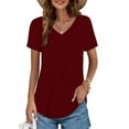 thumbnail image 1 of Tittly T Shirts for Women Spring Tops for Women Womens T Shirts V Neck Summer Short/Long Sleeve Cotton Tops Tees Tshirts Shirts Basic Tees RD1 4XL, 1 of 4