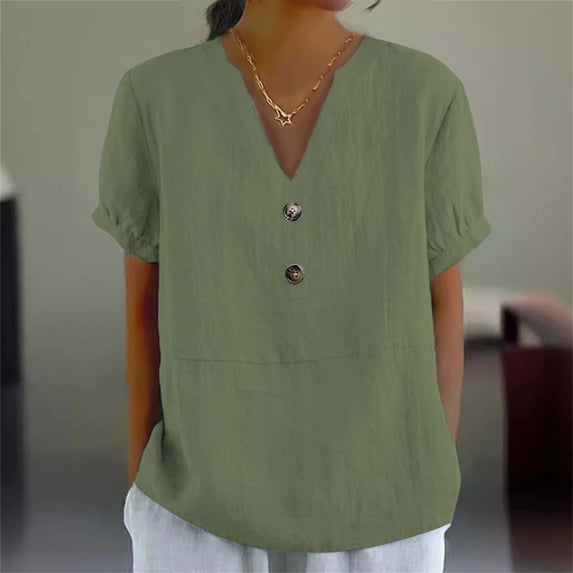 Tittly T Shirts for Women Tshirts Shirts Women's Fashionable Casual V Neck Short Sleeved Top T Shirt V Neck T Shirts Basic Tees AG L