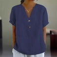 thumbnail image 1 of Tittly T Shirts for Women Tshirts Shirts Women's Fashionable Casual V Neck Short Sleeved Top T Shirt V Neck T Shirts Basic Tees Navy XXL, 1 of 5
