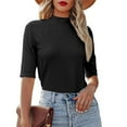 thumbnail image 1 of Tittly T Shirts for Women Tshirts Shirts Women's Top Off Shoulder Short Knitted Tight Stretch Formal Casual Coat Going Out Tops Crop Tops Black L, 1 of 5
