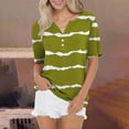 thumbnail image 1 of Tittly T Shirts for Women V Neck T Shirts Women's Fashion Casual Striped Button Short Sleeve Top T Shirt Graphic Tees Tshirts Shirts AG L, 1 of 5
