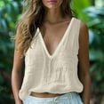 thumbnail image 1 of Tittly Tank Top for Women Flowy Tank Top Loose Tank Tops for Women Cotton Linen Tank Tops For Women Sleeveless Lace V Neck Tee Shirts Summer Blouses Tunic Top With Pocket White, 1 of 6
