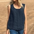 thumbnail image 1 of Tittly Tank Tops Vest for Women Summer Cotton Lnen Sleeveless Shirt Women's Loose Casual Women's Tanks & Camis Womens Tops Vest Tops for Women Navy XXL, 1 of 5
