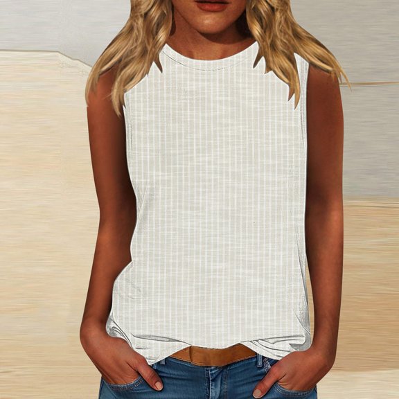 Tittly Tank Tops Vest for Women Ladies' Summer Printed Fashionable Casual Sleeveless Top Halter Tops for Women Spring Tops for Women Beige S