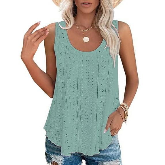 Tittly Tank Tops Vest for Women Women's Solid Color Fashionable Casual Round Neck Sleeveless Camisole Top Womens Tops Vest Tops for Women Green XL