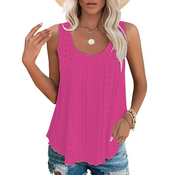 Tittly Tank Tops Vest for Women Women's Solid Color Fashionable Casual Round Neck Sleeveless Camisole Top Womens Tops Vest Tops for Women Hot Pink S