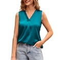 thumbnail image 1 of Tittly Tank Tops Vest for Women Women's Solid Color V Neck Casual Satin Vest Summer Fashion Loose Top Womens Tops Vest Tops for Women Mint Green S, 1 of 6