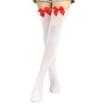 thumbnail image 1 of Tittly Thigh High Stockings Socks for Women Womens Long Socks Bowknot Pure Color Socks Thigh High Socks Over The Knee Socks Festival Christmas Slouch Socks Cute Socks White One Size, 1 of 5