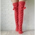 thumbnail image 1 of Tittly Thigh High Stockings Socks for Women Autumn Winter Solid Knitted Warm Long Knee Cap Socks With Plush Slouch Socks Cute Socks Red One Size, 1 of 4