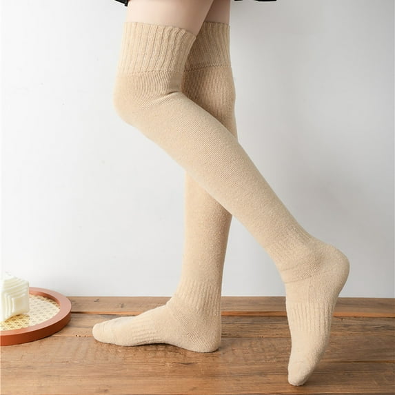 Tittly Thigh High Stockings Stockings for Women 2 Pairs Of Wool Stockings Over The Knee Thickened Winter Woolen Warm Stockings Woolen Coil High Stockings Socks for Women Slouch Socks G One Size