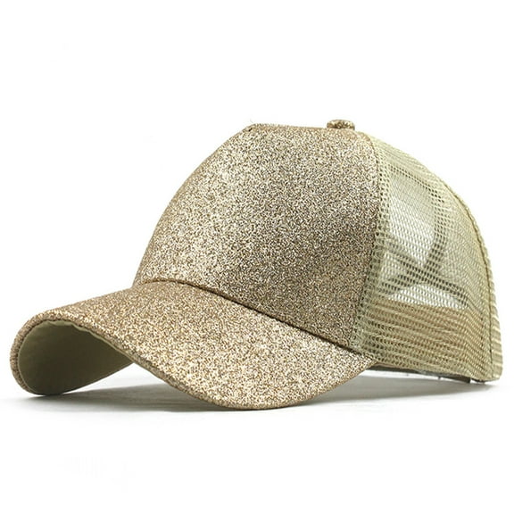 Tittly Trucker Hat Winter Hats Trucker Ponytail Hat Messy Buns Glitter Plain Cap Unisex Visor Caps Visor Hats Hats for Women Gold One Size