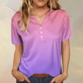 thumbnail image 1 of Tittly Valentines Shirts for Women T Shirts for Women Women's Fashion Casual Gradient Button Short Sleeve Top T Shirt Womens Tops New Years Eve Outfits Women Womens Summer Tops Khaki S, 1 of 5