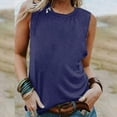 thumbnail image 1 of Tittly Vest for Women Tank Tops Women's Summer Sleeveless Tank Top Loose Fit Casual Crew Neck T Shirts Basic Tee Tops Vest Tops for Women Womens Tops Sky Blue L, 1 of 5