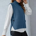 thumbnail image 1 of Tittly Vest for Women Waistcoat Vest Ladies' Solid Color Knit Turtleneck Pullover Loose Sleeveless Vest Vest Tops for Women Tank Tops Blue M, 1 of 7