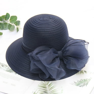 Tittly Visor Hats Hats for Women Women Church Cap Wide Brim Summer Sun Hat For Wedding Summer Hats Wide Brim Hats Navy One Size