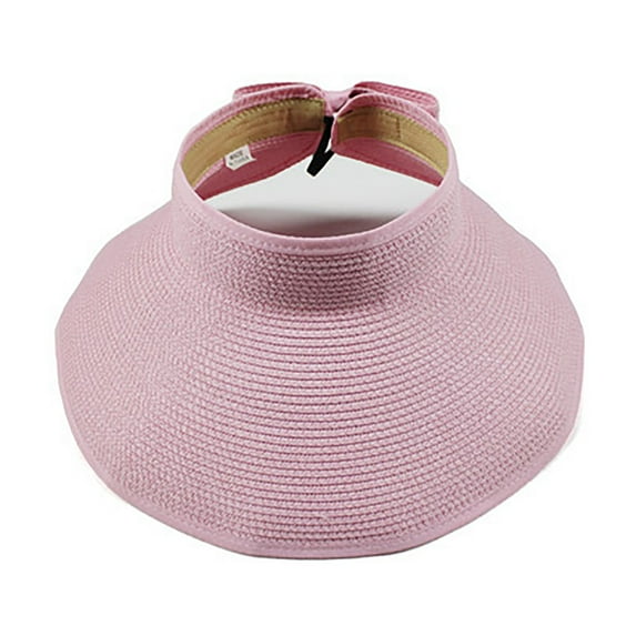 Tittly Visor Hats Summer Hats Sun Visor Hats For Women Wide Brim Roll Up Ponytail Summer Beach Hat Packable Foldable Travel Beach Hats Hats for Women Pink One Size