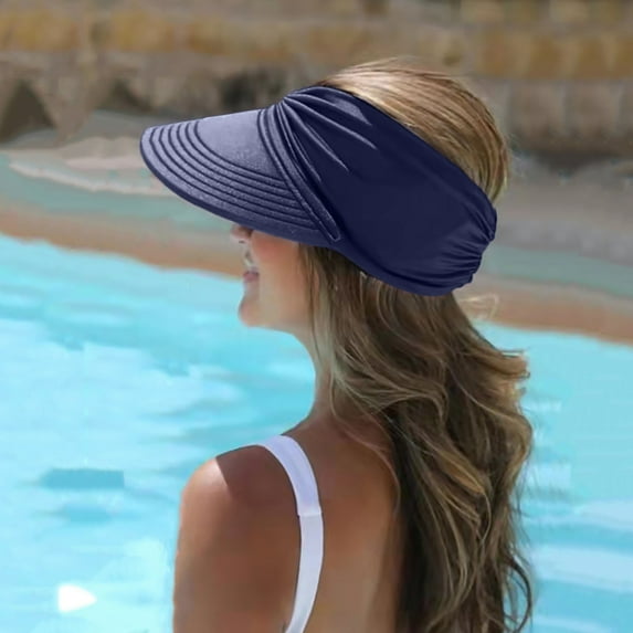 Tittly Visor Hats Summer Hats Womens Visor Wide Hat Summer Beach Sports Cap Wide Brim Hats Beach Hats Navy One Size