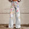 thumbnail image 1 of Tittly Wide Leg Pants Woman Jeans for Women Wide Leg Pants Woman High Waist Floral Patterned Pants Lightweight Loose Fit Casual Jeans Sweatpants Women Lounge Pants Women White L, 1 of 4