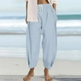 thumbnail image 1 of Tittly Wide Leg Sweatpants Women Harem Pants Women Womens Casual Solid Color Loose Pockets Elastic Belt Waist Pants Long Trousers Cotton Pants for Women Pantalones Para Mujer Light Blue XL, 1 of 5