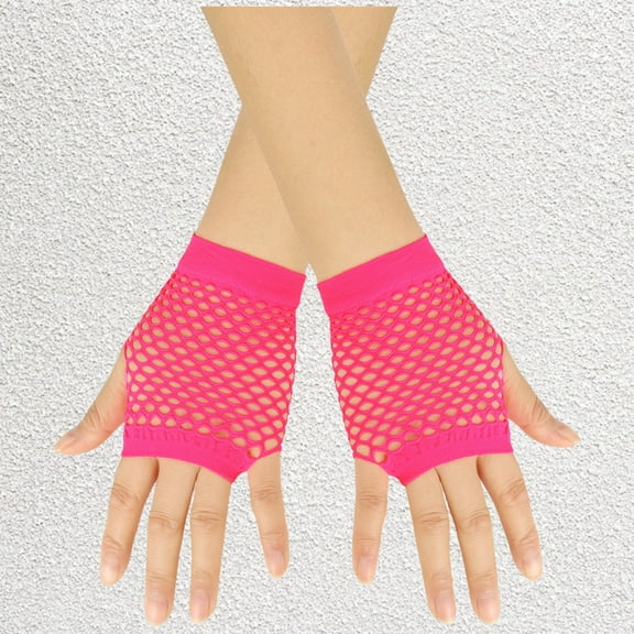 Tittly Winter Gloves Gloves for Women Short Fishnet Gloves Fingerless For Women Fish Net Mesh Goth 80s Scene Accessories Fishnet Gloves Cotton Gloves Hot Pink One Size