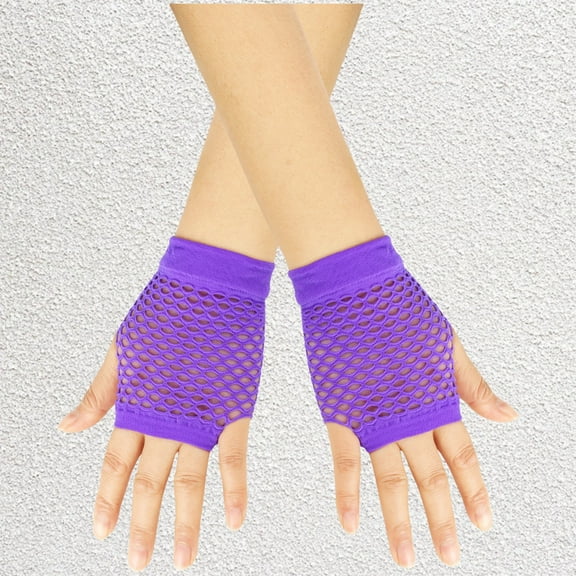 Tittly Winter Gloves Gloves for Women Short Fishnet Gloves Fingerless For Women Fish Net Mesh Goth 80s Scene Accessories Fishnet Gloves Cotton Gloves Purple One Size