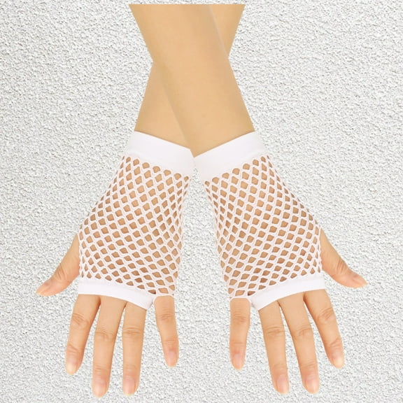 Tittly Winter Gloves Gloves for Women Short Fishnet Gloves Fingerless For Women Fish Net Mesh Goth 80s Scene Accessories Fishnet Gloves Cotton Gloves White One Size