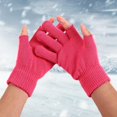 thumbnail image 1 of Tittly Winter Gloves Gloves for Women Warm Knit Acrylic Gloves Fall Winter Unisex Sub Finger Outdoor Creative Screen Gloves Batch Knit Gloves Warm Gloves Hot Pink One Size, 1 of 5
