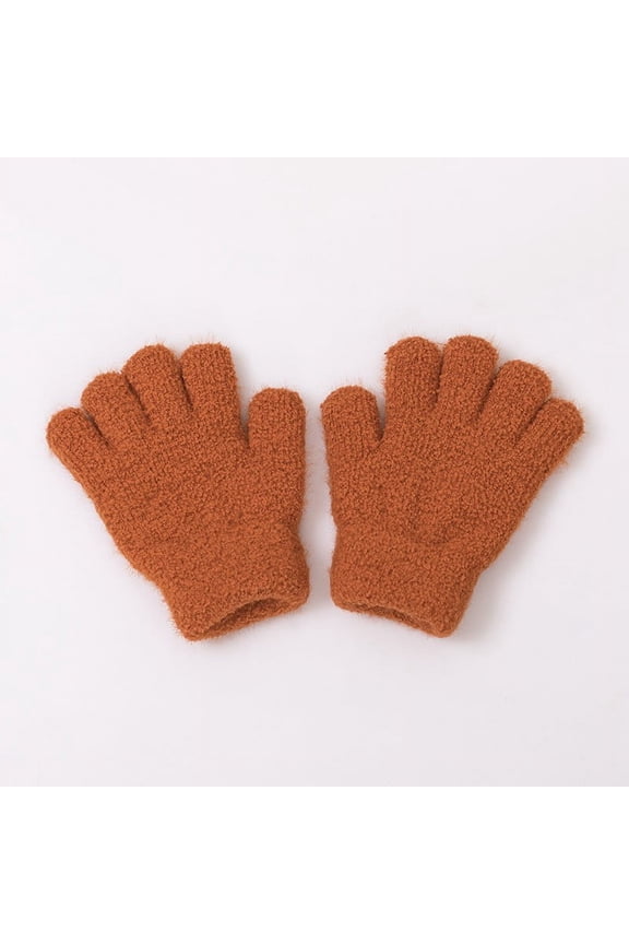 Winter Gloves Gloves for Women Winter Children Gloves Kids Windproof Full Finger Gloves With Elastic Cuffs Skiing Cycling Mitten Cotton Gloves Warm Gloves Orange One Size