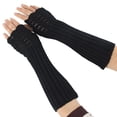 thumbnail image 1 of Tittly Winter Gloves Gloves for Women Women Cable Knit Arm Warmer Gloves Super Long Fingerless Thumb Hole Gloves Mittens Fingerless Knit Arm Sleeves Mittens Knit Gloves Warm Gloves Black One Size, 1 of 4