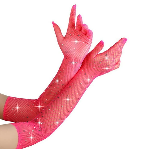 Tittly Winter Gloves Gloves for Women Women Pure Ribbon Fun Cosplay Dance Bouncing Di Mesh Fishing Net Gloves Fishnet Gloves Cotton Gloves Hot Pink One Size