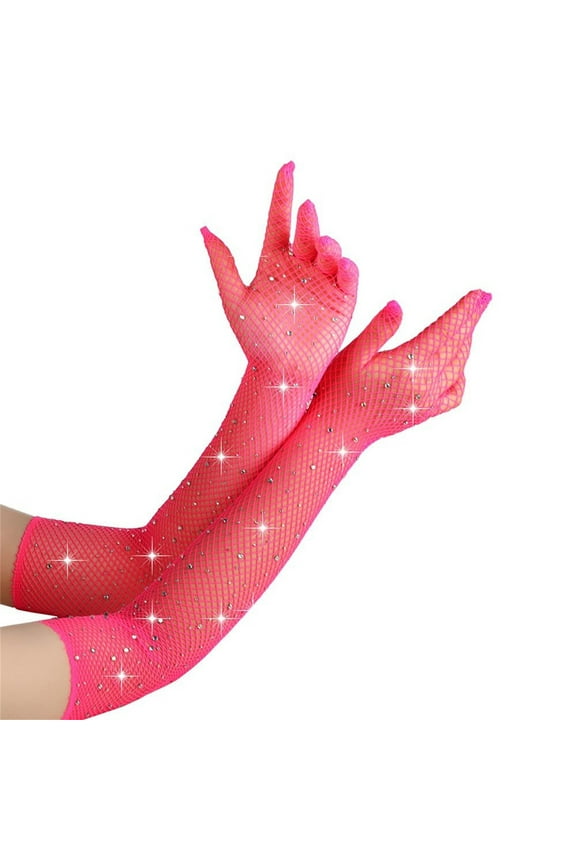 Winter Gloves Gloves for Women Women Pure Ribbon Fun Cosplay Dance Bouncing Di Mesh Fishing Net Gloves Fishnet Gloves Cotton Gloves Hot Pink One Size
