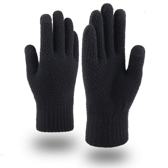 Tittly Winter Gloves Gloves for Men Knitted Winter Fall Warm Thickened Gloves And Men's Woolen Gloves Gloves for Women Warm Gloves Black One Size