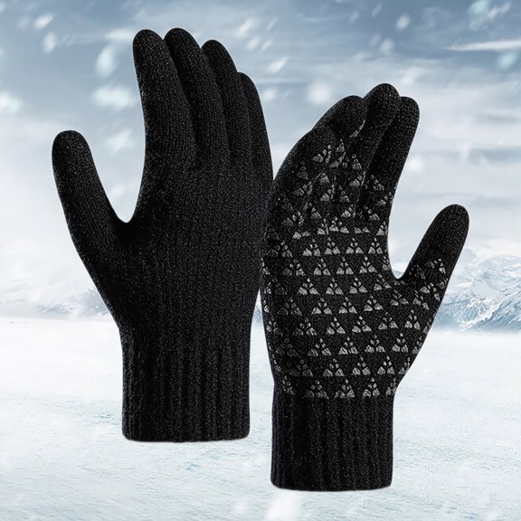 Tittly Winter Gloves Gloves for Men Men Gloves Winter Reinforced Knitted Wool Cycling Screen Gloves Gloves for Women Cycling Gloves Black L