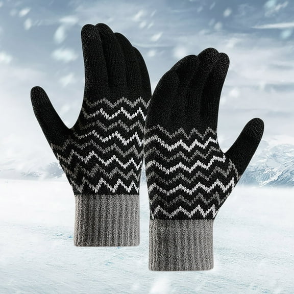 Tittly Winter Gloves Gloves for Men Men Gloves With Cold Proof Warm Gloves With Finger Screen Knit Gloves Gloves for Women Knit Gloves Black One Size