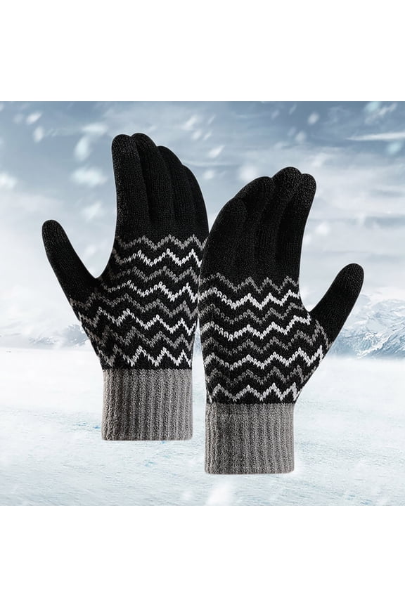 Winter Gloves Gloves for Men Men Gloves With Cold Proof Warm Gloves With Finger Screen Knit Gloves Gloves for Women Knit Gloves Black One Size