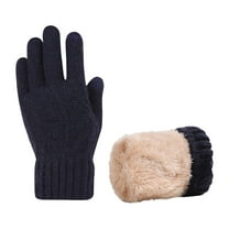 Tittly Winter Gloves Gloves for Women Knitted Cold Proof Plush Thickened Christmas Gloves Cycling Gloves Knit Gloves Black A