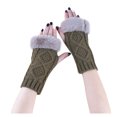thumbnail image 1 of Tittly Winter Gloves Gloves for Women Women Solid Color Frayed Warm Typing Elastic Half-Finger Gloves Cycling Gloves Knit Gloves Green One Size, 1 of 1