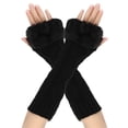 thumbnail image 1 of Tittly Winter Gloves Gloves for Women Women's Long Furry Gloves Knitted Warm Fingerless Arm Sleeves Knit Gloves Warm Gloves Black One Size, 1 of 4