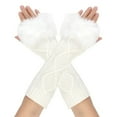 thumbnail image 1 of Tittly Winter Gloves Gloves for Women Women's Long Furry Gloves Knitted Warm Fingerless Arm Sleeves Knit Gloves Warm Gloves White One Size, 1 of 4