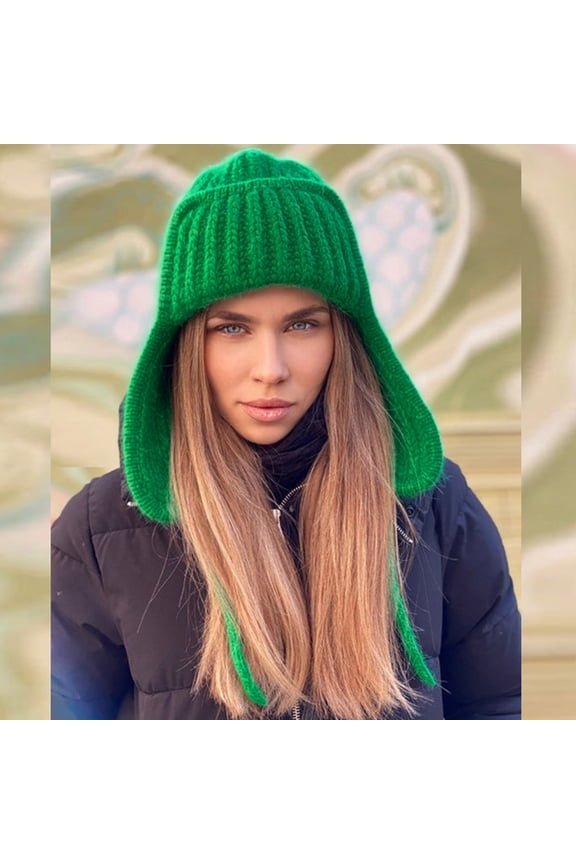 Winter Hats Beanie 1PC Hat Cotton Ladies High Women&Men Warm Hat The Girls Boy Warm Snowflake Christmas Knit Hats Skull Caps Hats for Women Green One Size