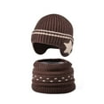 thumbnail image 1 of Tittly Winter Hats Beanie 1PC Kids Winter Knitted Hats+Scarf Set Warm Cap For 5 14 Year Old Boys Girls Skull Caps Hats for Women Coffee One Size, 1 of 6