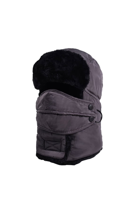 Winter Hats Beanie Adult Winter Hats Thickened Plush Warm Ear Ski Hat Outdoor Windproof And Cold Proof Hats Skull Caps Hats for Women Grey One Size