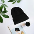 thumbnail image 1 of Tittly Winter Hats Beanie Autumn/winter Imitation Rolled Solid Color All Get Knitted Hat Men's And Women's Flanged Cold Hat Skull Caps Hats for Women Black One Size, 1 of 3