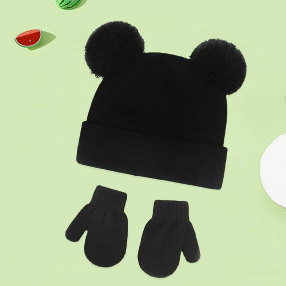 Tittly Winter Hats Beanie Baby Hats Knitted Toddler Winter Double Pompom Hat Skull Caps Hats for Women Green One Size