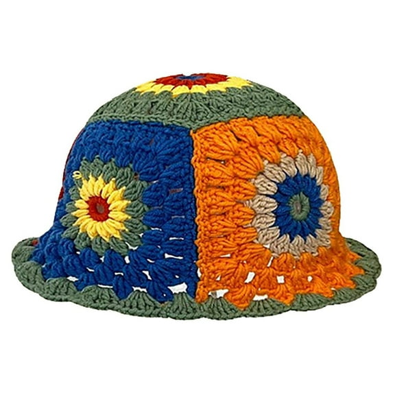 Tittly Winter Hats Beanie Japanese Vintage Hollow Flowers Handmade Knitted Pot Hat Women's Autumn And Winter Sweet All Wool Hat Show Small Skull Caps Hats for Women Orange M