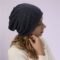 thumbnail image 1 of Tittly Winter Hats Beanie Knitted Double Layer Hot Drill To Keep Warm Neutral Loose Lightweight Hip Hop Soft Cotton Casual Elastic Wool Hat Skull Caps Hats for Women Navy One Size, 1 of 5