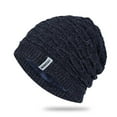 thumbnail image 1 of Tittly Winter Hats Beanie Men Hat Warm Chunky Cable Knit Hats Soft Thick Cute Knitted Cap For Cold Weather Ski Cap Skull Caps Hats for Women Navy One Size, 1 of 5